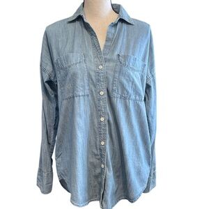 GAP Alexa Classic Casual Oversized Button Down Tunic‎ Chambray Shirt Women's XS